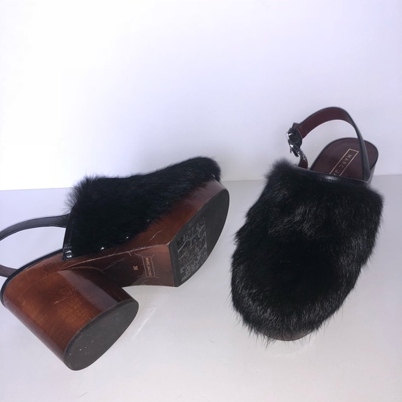 Rabbit Fur Wooden Clogs - Picture 5 of 5